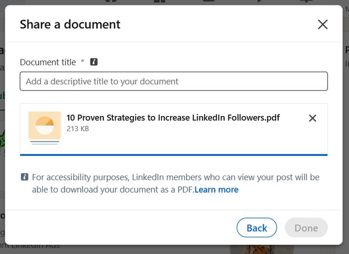 Upload a PDF to create a carousel post