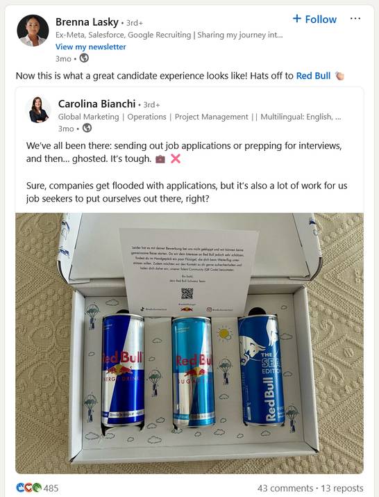 LinkedIn repost example