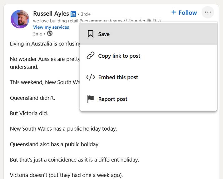 LinkedIn Save Post